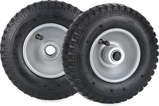 kruiwagenwiel - set van 2 - 2.50-4 - stalen velg - tot 100 kg - luchtband met ventiel van Merkloos	