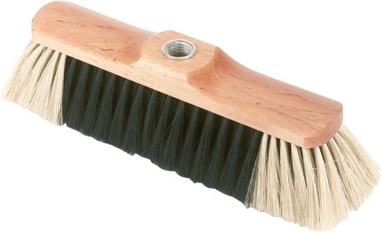 Kunstgras Bezem - Broom - Houten Handvat - Paardenhaar Mix - Gelakte Staal - Voor Schoonmaak