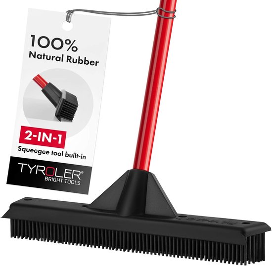 Kunstgras Bezem - Rubber Broom & Squeegee - Natuurrubber - Waterdicht & Wasbaar - Voor Dieren- en Mensenhaar - Voor Binnen en Buiten