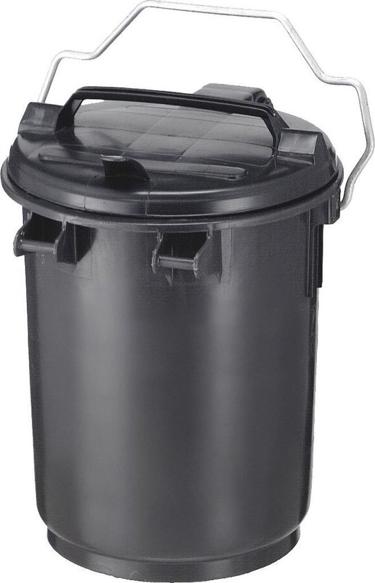 Kunststof afvalemmer 35 liter grijs met beugel van Allibert