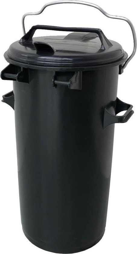 Kunststof afvalemmer 50 liter grijs met beugel van Allibert