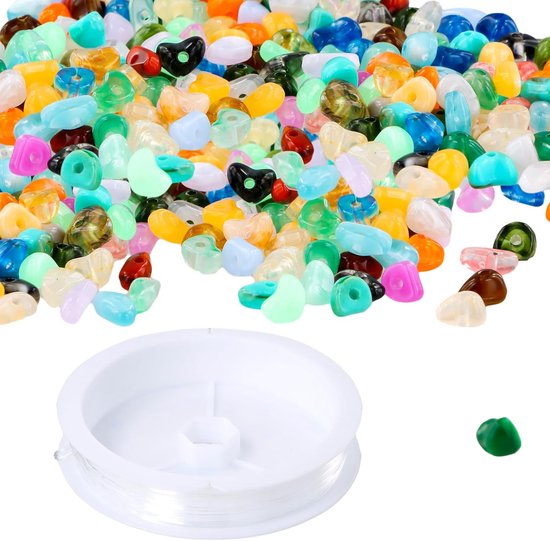 Kunststof edelsteen set voor het maken van edelstenen - 500 stuks onregelmatige edelsteenkralen - met 5 meter transparant koord - gekleurde edelstenen doe-het-zelf decoratie ambachten voor het maken van sieraden van Merkloos	