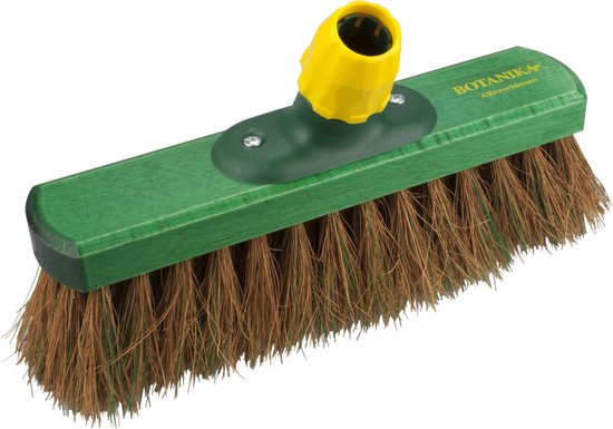 Kunststof harde straatbezem/buitenbezem kokosvezel groen 28 cm - Bezemkop met universele steelhouder - Bezems van Bellson