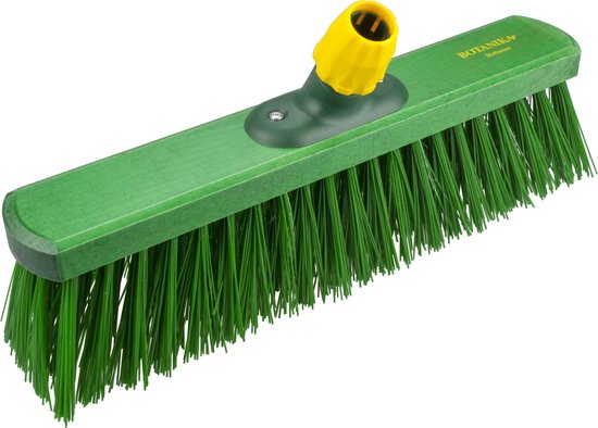 Kunststof harde straatbezem/buitenbezem robuust elaston groen 40 cm - Bezemkop met universele steelhouder - Bezems van Elaston