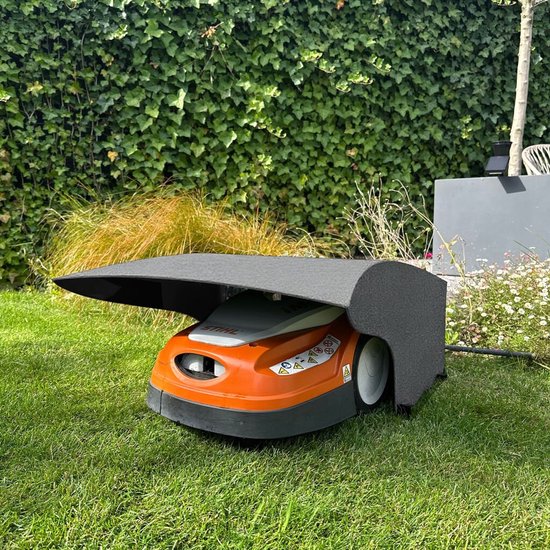 Kunststofplatenshop.nl - Alupanel Robotmaaier Garage - Binnenmaat 77x29x46 cm - Beton Donkergrijs - Inclusief Haringen van Merkloos	