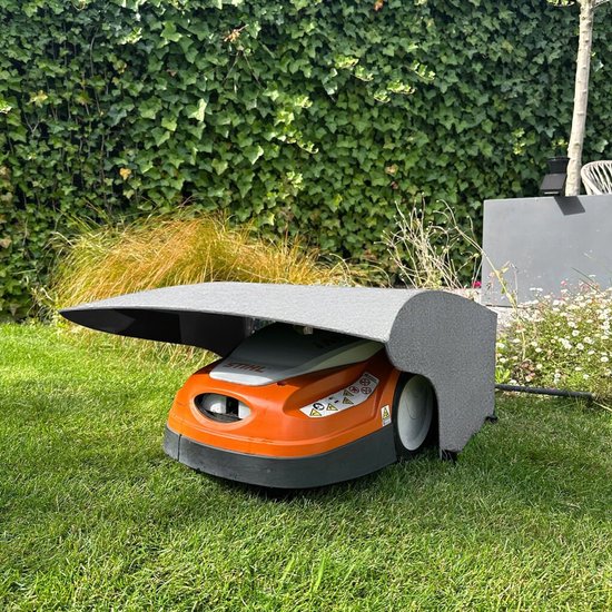 Kunststofplatenshop.nl - Alupanel Robotmaaier Garage - Binnenmaat 77x29x46 cm - Beton Lichtgrijs - Inclusief Haringen van Merkloos	