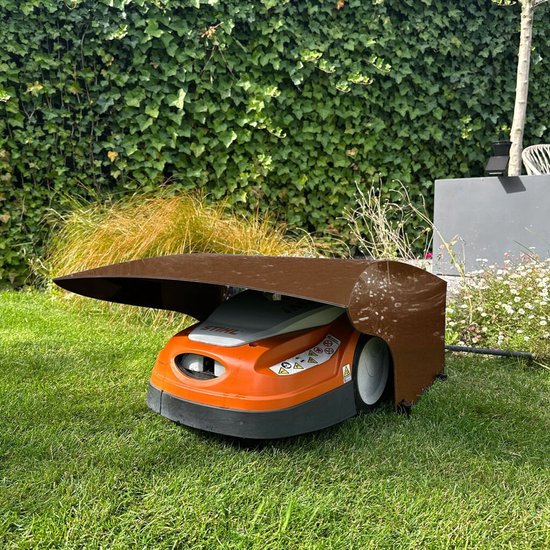 Kunststofplatenshop.nl - Alupanel Robotmaaier Garage - Binnenmaat 77x29x46 cm - Bruin - Inclusief Haringen van Merkloos	