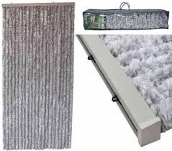 Kynast Kattenstaart Vliegengordijn - 90x200 cm - Grijs/Wit van Kynast