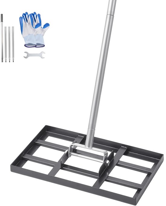 LabelOne Gazonrakel - Nivelleringshark - Egaliseerhark - Hark - bodemplaat 43,2 x 25,4 cm - steel in hoogte verstelbaar - tuin van Merkloos	