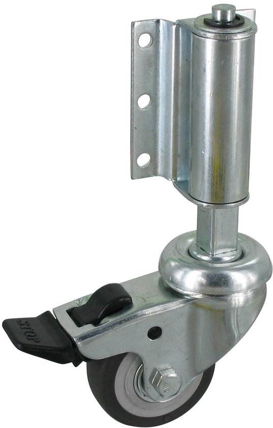 Ladderrol met rem - Veerrol zwenkwiel - Mobiele toepassingen - Geveerd draadloos wiel - 50 mm diameter - Grijs