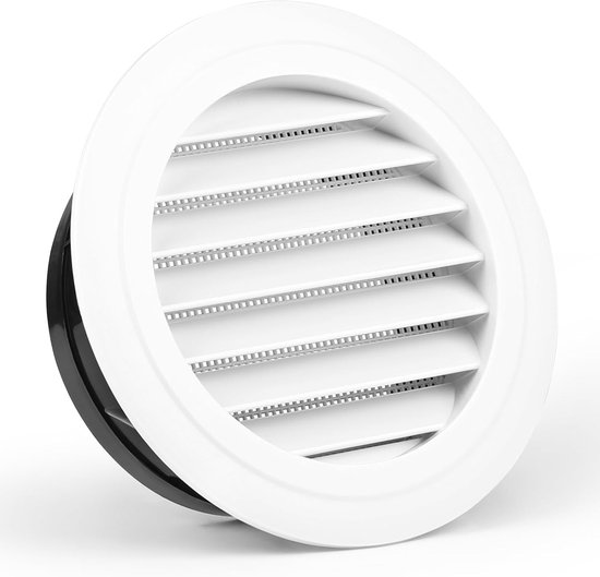 LALAGO 1 stuk afsluitrooster rond met insectenwering, 150 mm, plaatventiel, rond ventilatierooster, wit ABS, instelbaar ventilatierooster, afvoerluchtrooster, ontluchtingsafdekking voor van LALAGO