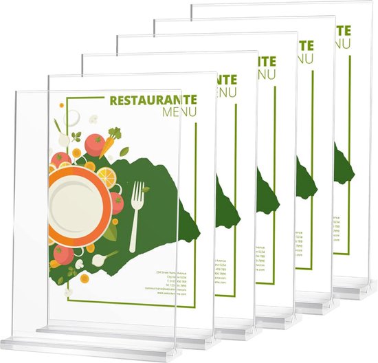 LALAGO 6 Pcs Table Stand, A4, Acrylic Menu Card Holder, Postcard Stand, Menu Card Stand, A4 Advertising Stand for Restaurant, Cafe, Shop, Hotel van LALAGO