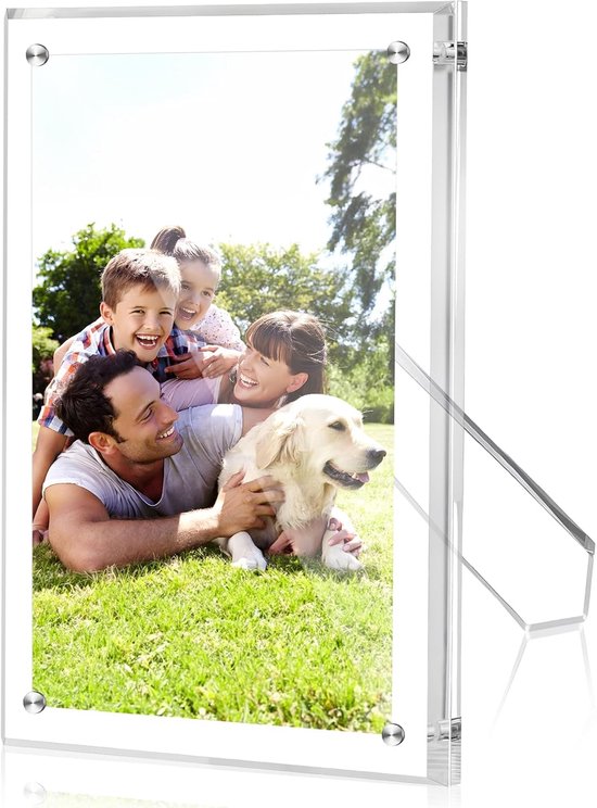 lalago A4 Acrylic Magnetic Photo Frame, 21 x 30 cm, Photo Frame for Standing, Double-Sided Photo Frame for Vertical or Horizontal Display
