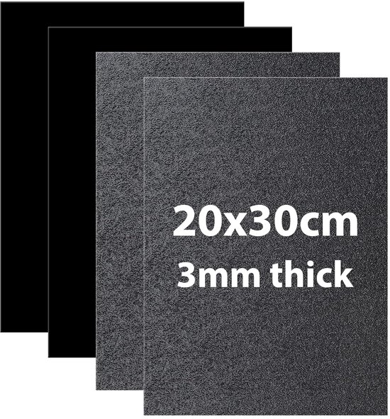 LALAGO ABS Plastic Sheet, Black, 4 Pieces, 3 mm, 30 x 20 cm, Strong ABS Plastic Sheet with Protective Film for Model Making DIY van LALAGO