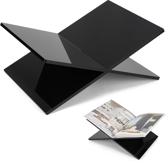 LALAGO Acrylic Book Stand, Black Cross Frame, Acrylic Book Holder, Luxury Plexiglass Reading Stand, Suitable for Bible, Textbooks and Magazines