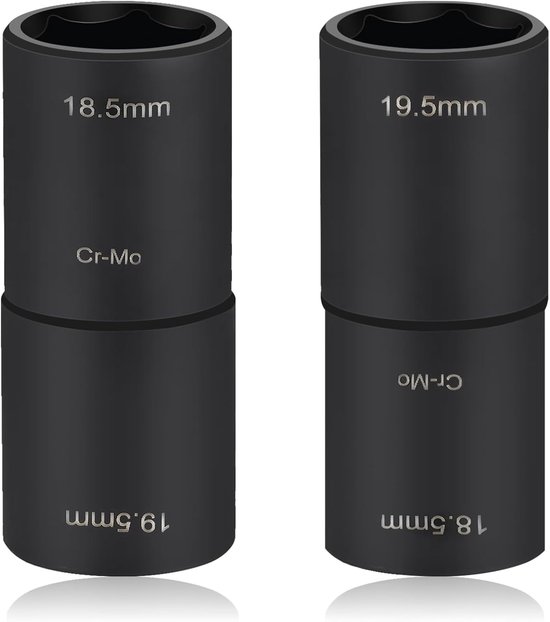 LALAGO Impact Wrench Socket Wrench Set 18.5 mm x 19.5 mm Double Head Wheel Nuts Double Head 1/2 Inch Wrench Socket Wrench Suitable for Ford Land Rover and All Models (Pack of 2) van Merkloos	