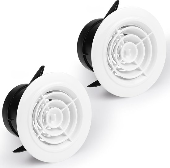 LALAGO Plate Valve, Round with Insect Protection, 75 mm, Round Ventilation Grille, White ABS, Adjustable Ventilation Grille, Exhaust Air Grate, Vent Cover for Drain Fan, Ventilation van LALAGO