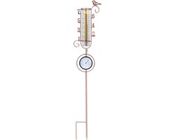 lalago Rain Gauge, Metal Garden Bird Rain Gauge with Thermometer, Outdoor Rain Gauge, Rain Tube, Glass Rain Gauge for Lawn, Courtyard, Garden Decoration van Merkloos	