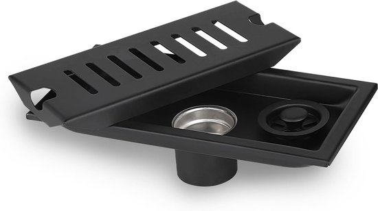 LALAGO Rectangular Bottom Drain, 20 x 10 cm Shower Filter, Shower Drain, Floor Odour Valve, Odour Valve, Shower Drain with Deodorant and Hair Filter (Medium) van Merkloos	