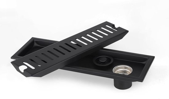 LALAGO Rectangular Bottom Drain, 30 x 10 cm Shower Filter, Shower Drain, Floor Odour Valve, Odour Valve, Shower Drain with Deodorant and Hair Filter (Lato) van Merkloos	