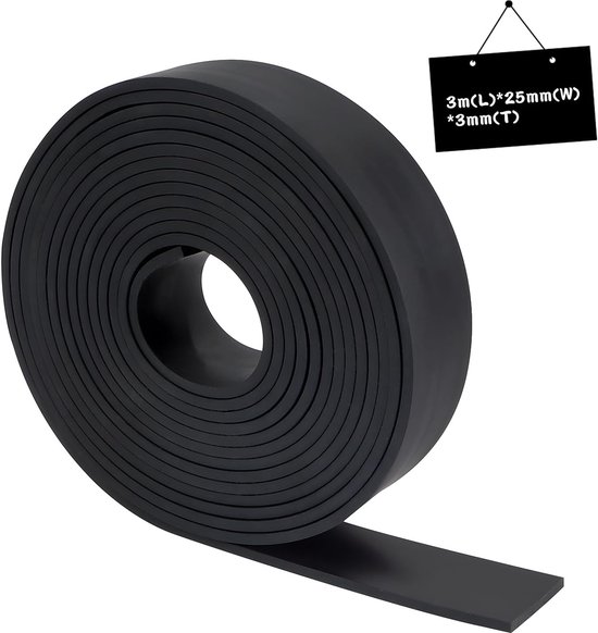 LALAGO Rubber Roller, 25mm (W) x 3mm (D) x 3m (L), Rubber Sheet, Neoprene Film, Anti-Vibration Rubber Mats, Non-Slip Rubber Rolls, Soundproofing Rubber Strips van LALAGO