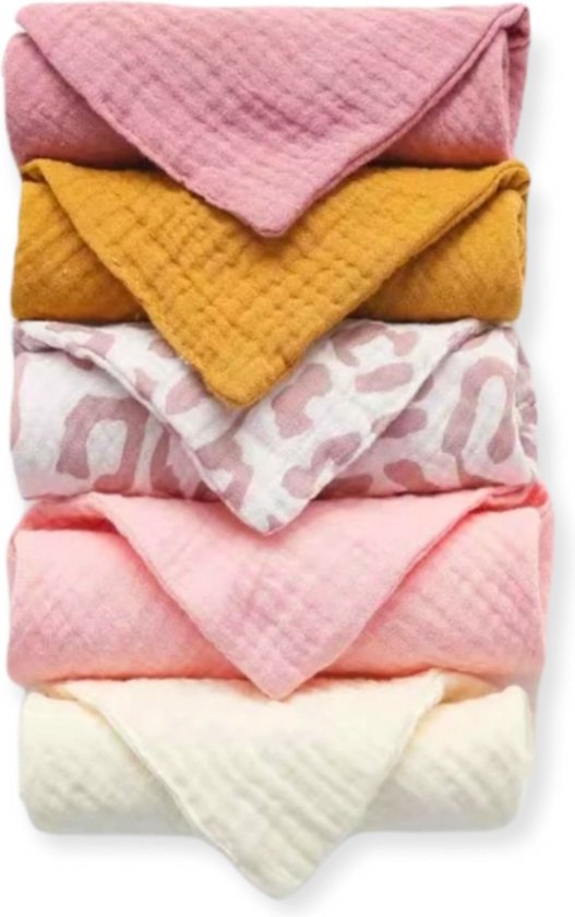 Lalieloe Spuugdoekjes - Monddoekjes - 5 stuks - 23 x 23 cm - Roze van Lalieloe