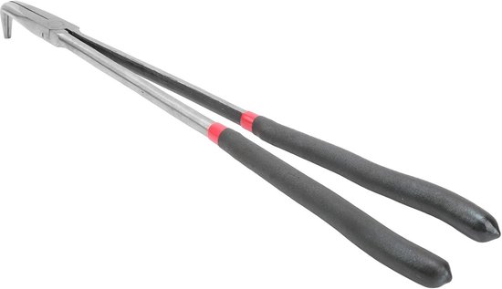 Langbektang Extra Lange Punttang - Gereedschapsstaal - Kunststof - 400 Mm - 16 Inch - Extra Handvat - Neustang - 90 Graden - Schuine Kaken - Gebogen Neus van Merkloos	