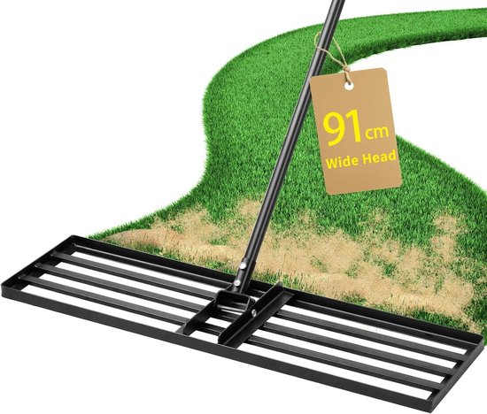 Lange Handgreep Tuin Rake voor het Egaliseren van Grond, 91 cm Tuin Gereedschap voor Efficiënte Bodemverdeling en Grondbewerking