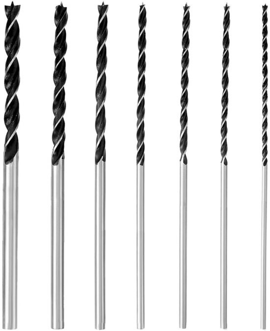 Lange houtboorenset - Professionele 4-5-6-7-8-10-12 mm x 300 mm - Lang Vormwerk Boor - Houtboor - Geschikt voor hardhout, zacht hout en multiplex