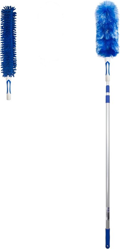 Lange Plumeau - Telescoop Stoffer - Stofvrij Maken - Buigbare Kop - 34 Meter Bereik - Grijs