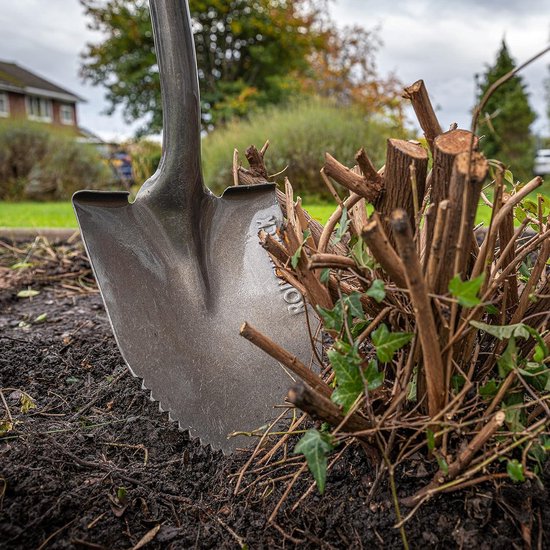 Lange steel gekartelde rand schop geel en zwart - 1460mm lengte van Spear & Jackson