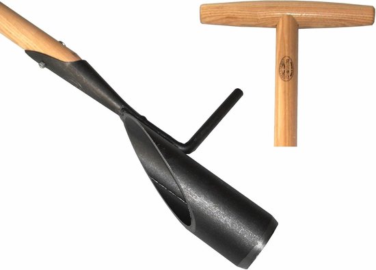 Lange Steel Plantenbak - Bollenplanter Tuin - Bloembollen Planten - Ergonomische T-Handgreep - 107cm Lengte - Metaal Hout