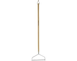 Lange Steel Tuinhark 158 cm - Roestvrij Staal Kop, 14 Tanden, Essenhout Steel van Merkloos	