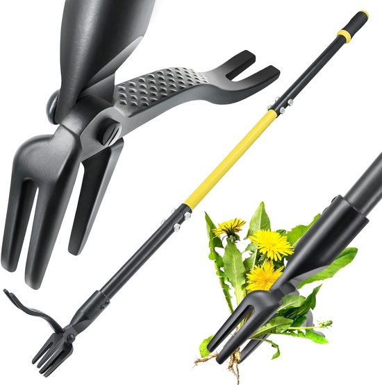 Langhandige Onkruidtrekker met 4 Klauwen - 45 Inch Tuingereedschap voor Efficiënt Onkruid Verwijderen, Duurzaam en Handzaam Tuinonderhoud