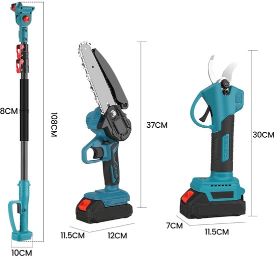 Lanoba - 600W Draadloze Hoogsnoeier - 6inch Elektrische Kettingzaag 2M - Met Verlengstuk - Tuin - Trimmer - Kan gebruikt worden met een Makita 18V Batterij van Merkloos	