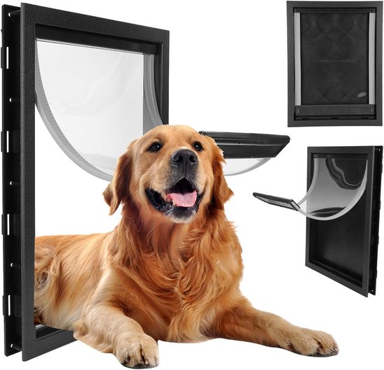 Large Pet Door, Large and Medium Removable Dog Assembly Door, Used for Indoor and Outdoor Doors, Easy to Install Integrated Magnetic Dog Door (Black) van Merkloos	