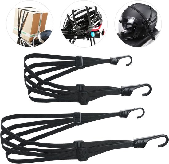 Lashing Straps met Haak - 2 Pack Rubber Bungee Cords - Motorfiets Fiets Rack Cargo Lashing Strap - Hoge Elasticiteit Strapping Belts - Geschikt voor Fietsen Motorfietsen Baggage Racks - 2 Maten van Merkloos	