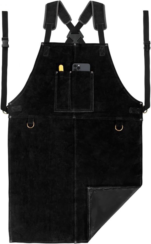 Lasschort, leren werkschort voor heren, multifunctionele keukenschort van 61 x 91 cm van Merkloos	