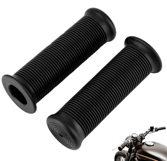 LATRAT 1 paar anti-slip stuurgrepen van zacht rubber, handgrepen van rubber, 22 mm/25 mm, vintage voor motorfiets, bromfiets, quad, bromfiets, zwart van LATRAT