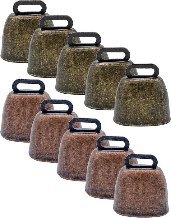 LATRAT 10 stuks koeienbelletjes ambachtelijke bellen koperen klokken geitenklokken metalen klokken charme DIY geit, koe paard dierenbel van Merkloos	