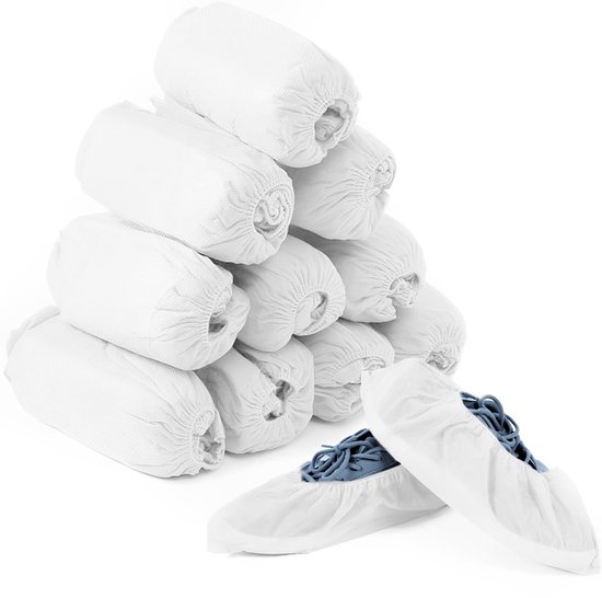 LATRAT 100 stuks wegwerp overschoenen, waterdichte schoenhoezen, wegwerpschoenen van vliesstof voor het reinigen van tapijten, vloerbescherming, wit van Hoteco