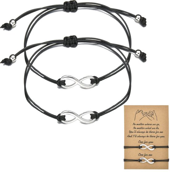 LATRAT 2 stuks armbanden, Valentijnscadeau, koppelarmband, cadeau voor zussen, beste vriendin, 28 cm, gevlochten touw + legering van LATRAT