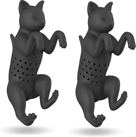 LATRAT 2 stuks schattige theefilters in kattenvorm, theefilters in levensmiddelenkwaliteit, kat tea infuser theebal leuke kattenvorm theefilter herbruikbare cartoon theezeef van Merkloos	
