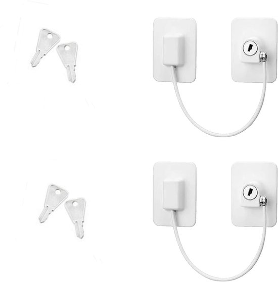 LATRAT 2 stuks veiligheidsramen voor kinderen, met sleutels, voor blokkering van kastdeuren, kast, lade, wasmachine, wit, 2 stuks van Merkloos	