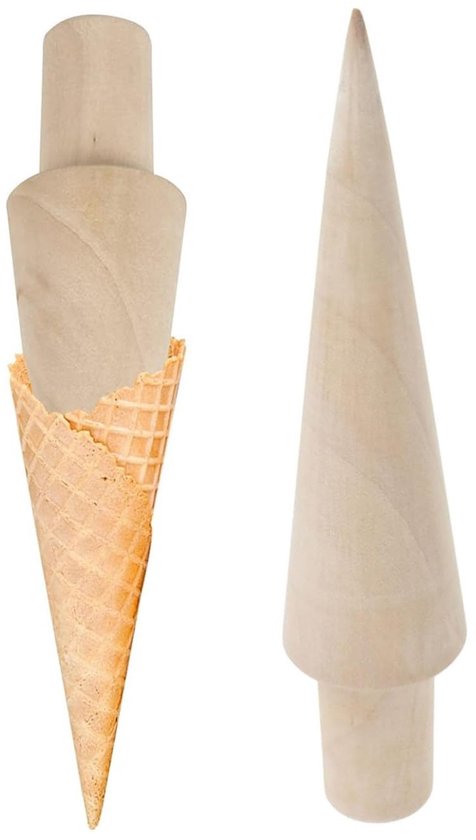 LATRAT 2 stuks wafel en ijshoornvorm, wafelzakken, ijswafelvorm, hoornvorm, kegelvorm, kegelvorm, houten vormen, ijshoorntje, hout voor wafelhoorn van Merkloos	