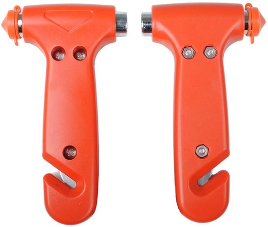 LATRAT 2 x auto noodhamer, reddingshamer met gordelsnijder, veiligheidsgordelsnijder en raamhamer, auto veiligheidshamer met gordelsnijder noodgereedschap voor auto, bus, vrachtwagen van Merkloos	