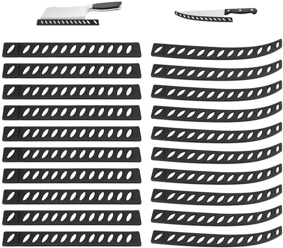 LATRAT 20 stuks 2 verschillende maten zwarte kunststof lemmetbescherming, messenbescherming geschikt voor keukenmessen, fruitmessen van EQLEF