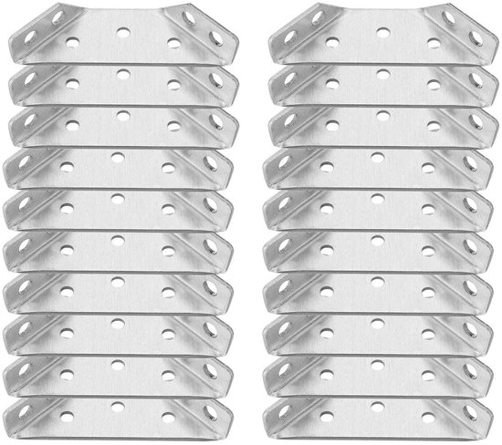 LATRAT 20 stuks hoekklemmen, metalen verbindingsstukken, multifunctionele hoekhouders, roestvrijstalen meubelverbinders, reparatieplaat, hoekhoek voor kast, tafel, stoel, driehoekige steun van van QWORK