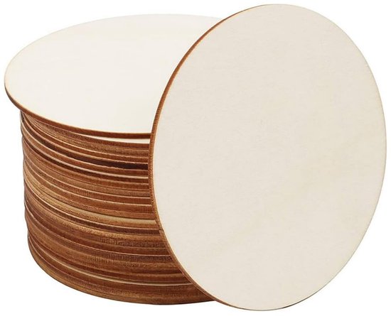 LATRAT 25 houten ronde onderzetters, houten schijf met 3 mm dik, boomschijven voor decoratie, handwerk, knutselen, beschilderen, scrapbook (ronden, ca. 9 x 9 cm