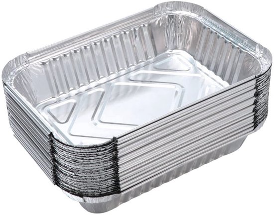 LATRAT 25 stuks aluminium lekschalen, grillschalen, wegwerp aluminium schalen zonder deksel voor resten, grill, cake, groenten en fruit, 21,6 x 14,7 x 3,5 cm van LATRAT